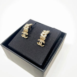 No.4452-Chanel Metal Crystal Sparkling Wheat CC Earrings (Unused / 未使用品)