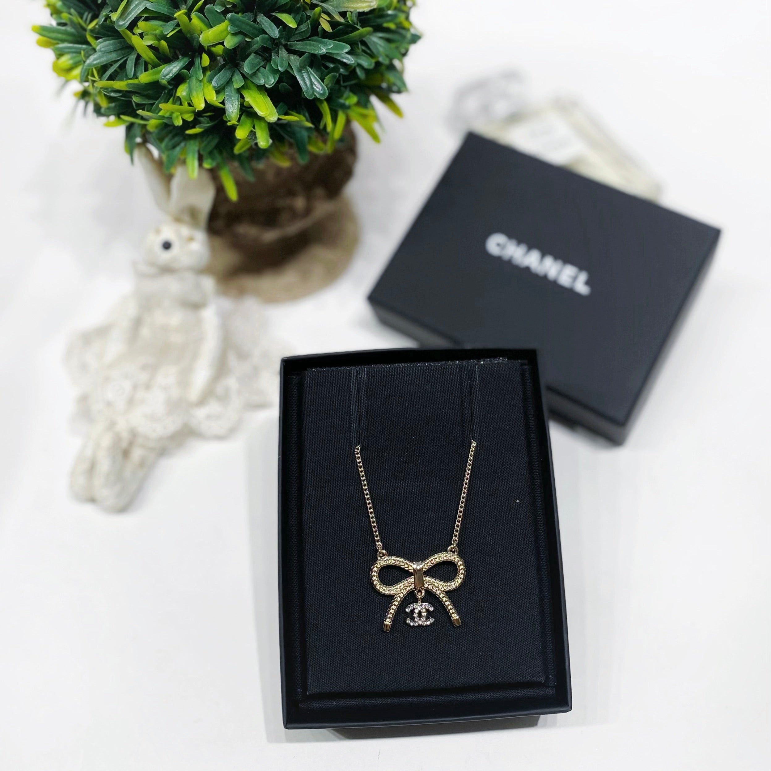 CHANEL nacklace coco mark ribbon ココマーク No.4464-Chanel Ribbon Coco Mark Necklace  (Unused / 未使用品