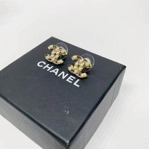 No.4454-Chanel Metal Pearl Coco Mark Earrings
