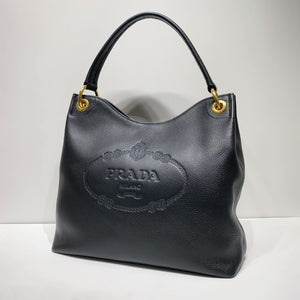 No.4350-Prada Vitello Phenix Embossed Logo Hobo Tote Bag