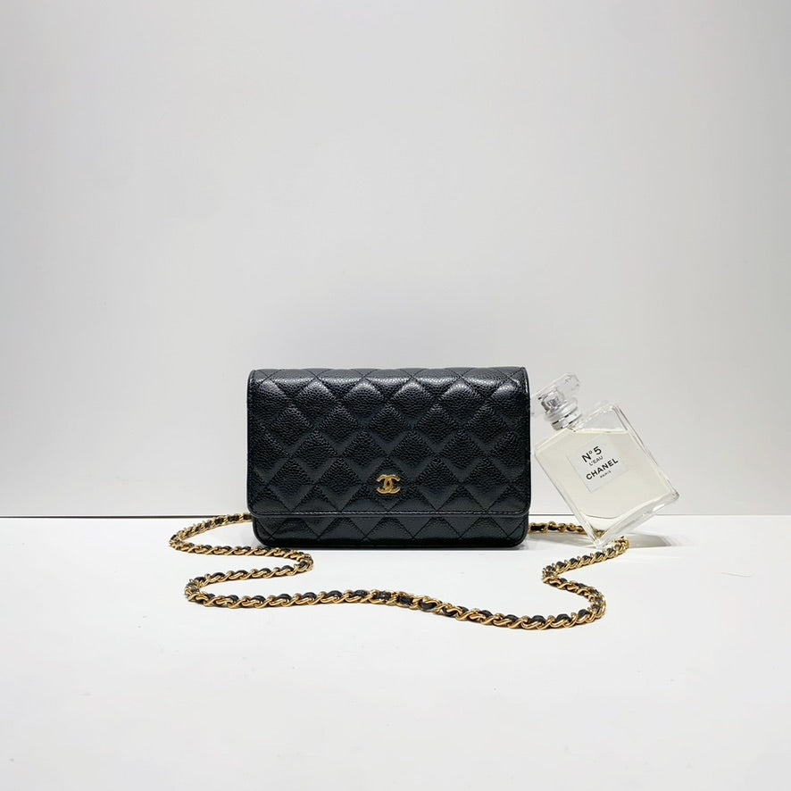 No.001693-Chanel Caviar Timeless Classic Wallet On Chain