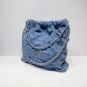 No.4520-Chanel Denim Small 22 Tote Bag