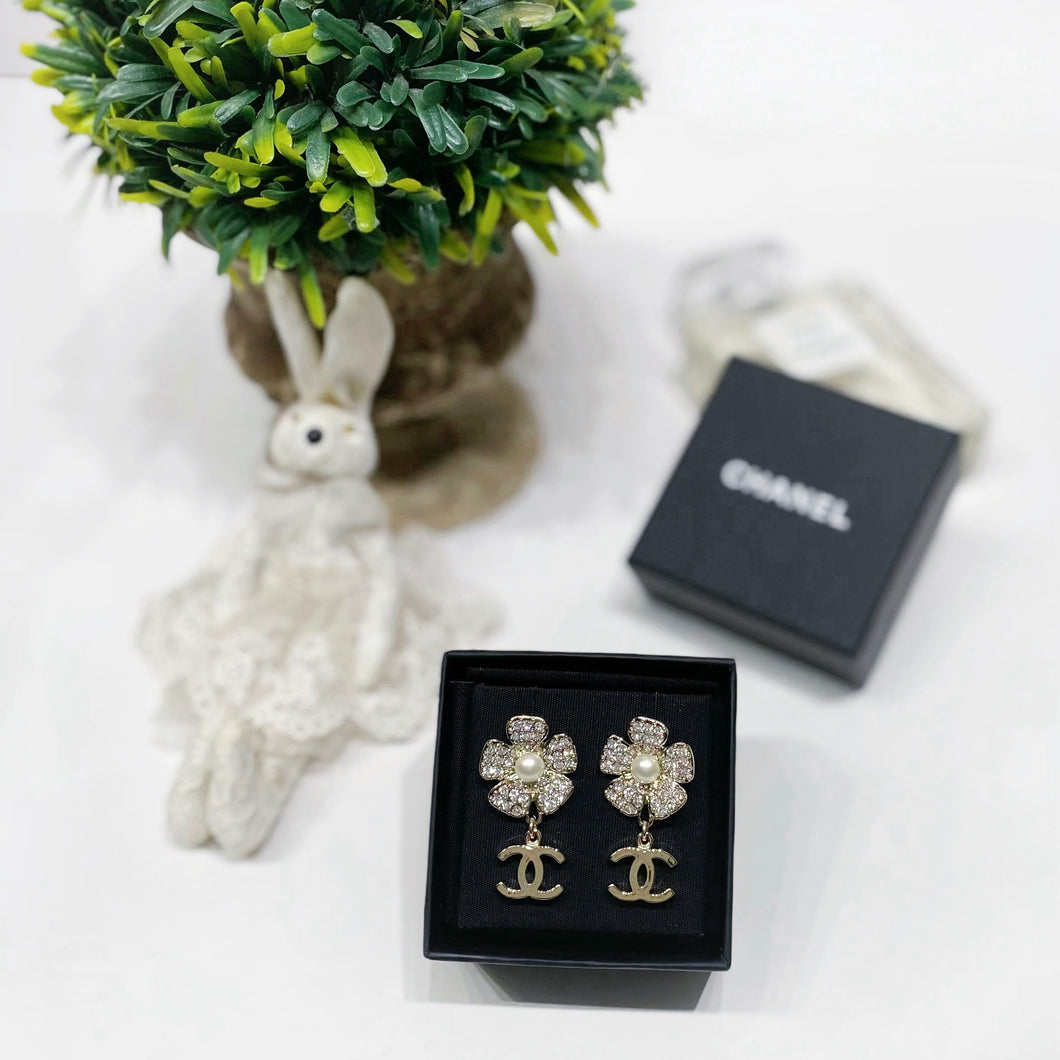 No.4467-Chanel Flower Coco Mark Earrings  (Unused / 未使用品)