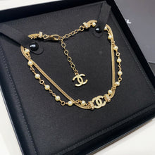 Load image into Gallery viewer, No.4482-Chanel Metal Pearl &amp; Crystal Coco Mark Necklace (Unused/ 未使用品)
