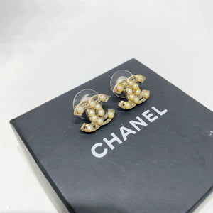 No.4454-Chanel Metal Pearl Coco Mark Earrings