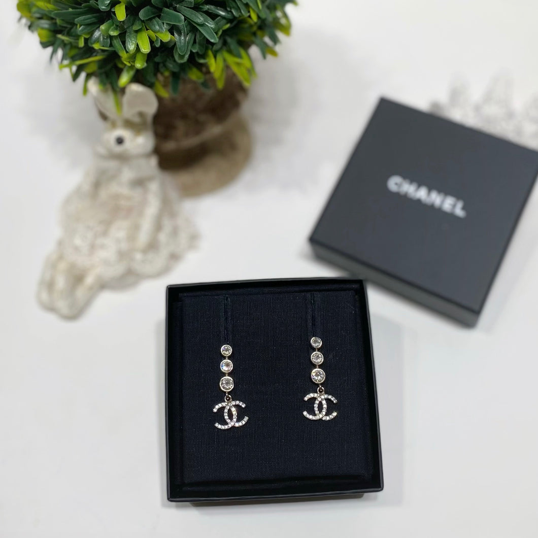 No.4245-Chanel Crystal & Metal Coco Mark Earrings