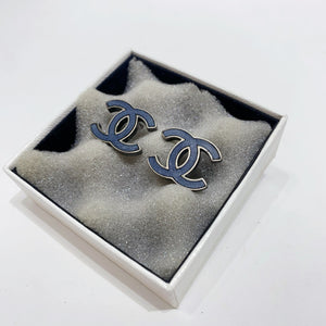 No.4153-Chanel Metal & Leather Coco Mark Earrings