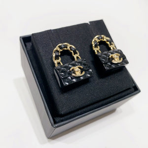 No.4167-Chanel Metal & Crystal Classic Bag Earrings