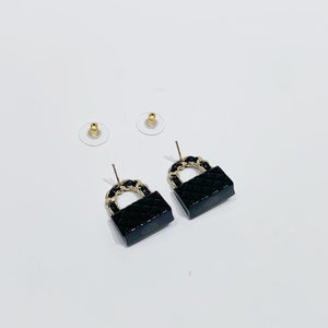No.4167-Chanel Metal & Crystal Classic Bag Earrings