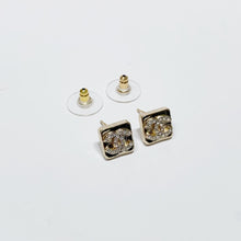Load image into Gallery viewer, No.4178-Chanel Metal &amp; Crystal Square Coco Mark Earrings
