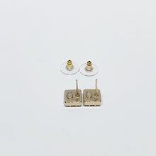 Load image into Gallery viewer, No.4178-Chanel Metal &amp; Crystal Square Coco Mark Earrings
