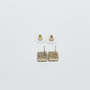 No.4178-Chanel Metal & Crystal Square Coco Mark Earrings
