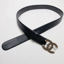 Load image into Gallery viewer, No.4195-Chanel Metal &amp; Leather Coco Mark Belt
