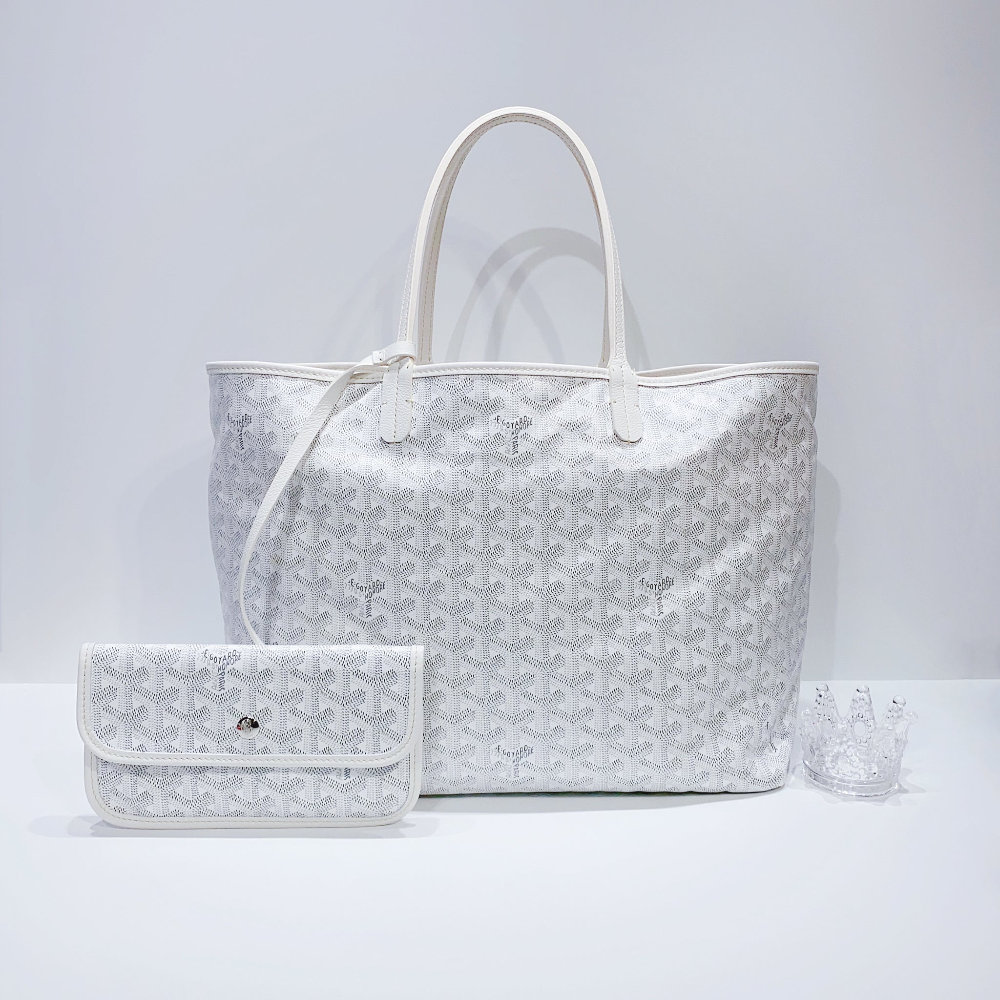 Goyard Goyardine Saint Louis PM w/ Pouch - White Totes, Handbags