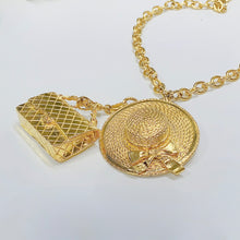 Load image into Gallery viewer, No.3842-Chanel Vintage Gold Bag &amp; Hat Charm Chain Belt
