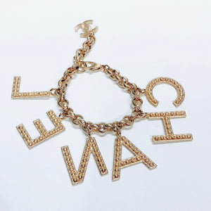 No.3885-Chanel Gold Metal & Crystal Letter Bracelet