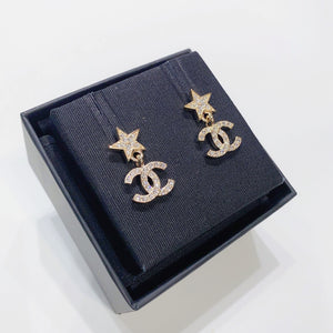 No.3890-Chanel Metal & Crystal Stars Coco Mark Earrings( Brand New / 全新貨品)