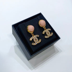 No.3852-Chanel Metal Crystal & Glass Coco Mark Earrings (Brand New / 全新貨品)