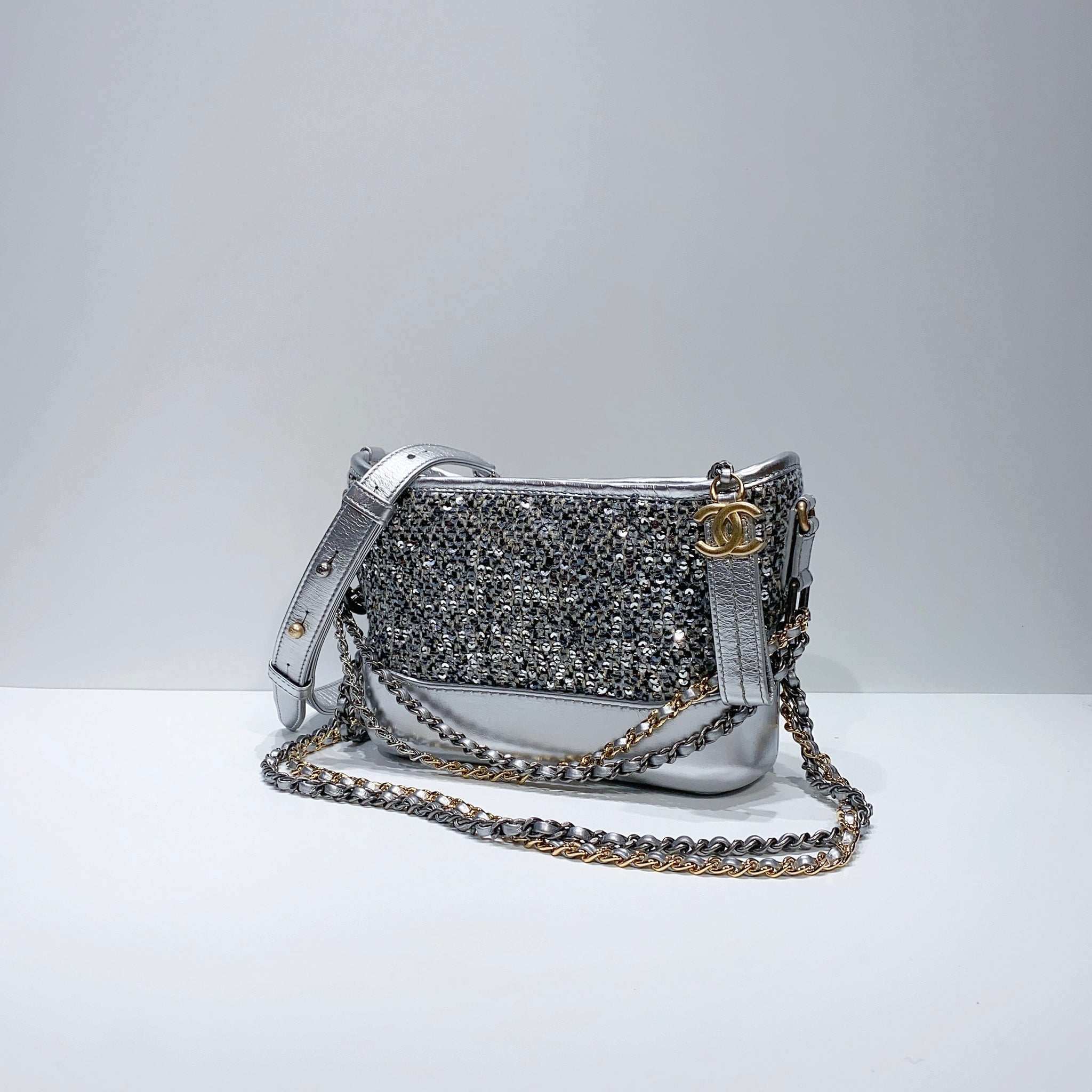 Chanel CC Sequin Mini Gabrielle Hobo Handbag