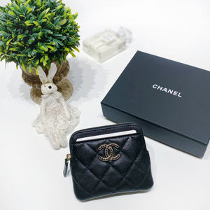 No.001602-5-Chanel Caviar Girly Strass Zipped Coins Purse (Brand New / 全新貨品)