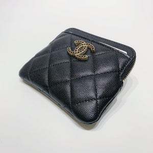 No.001602-5-Chanel Caviar Girly Strass Zipped Coins Purse (Brand New / 全新貨品)