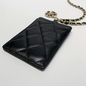 No.3999-Chanel Coco Eyelet Card Holder With Chain (Unused / 未使用品)