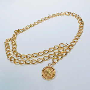 No.3837-Chanel Vintage Gold Metal Chain Belt