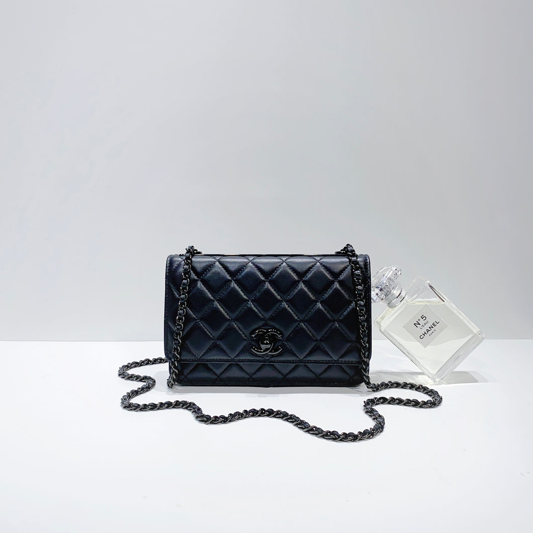 CHANEL Lambskin Quilted Trendy CC Wallet On Chain WOC Black 1279993