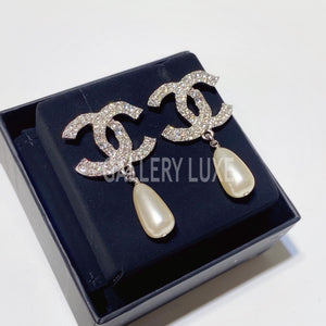 No.3319-Chanel Crystal & Pearl Coco Mark Earrings
