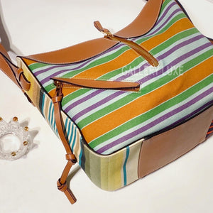 No.3342-Loewe Canvas Stripes Small Hammock Bag