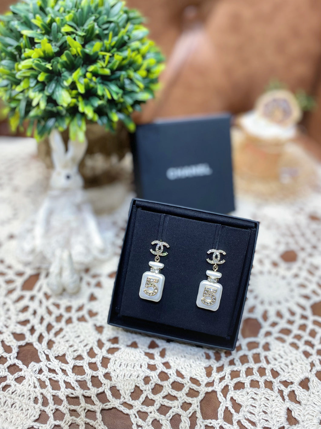 Chanel perfume bottle earrings deals