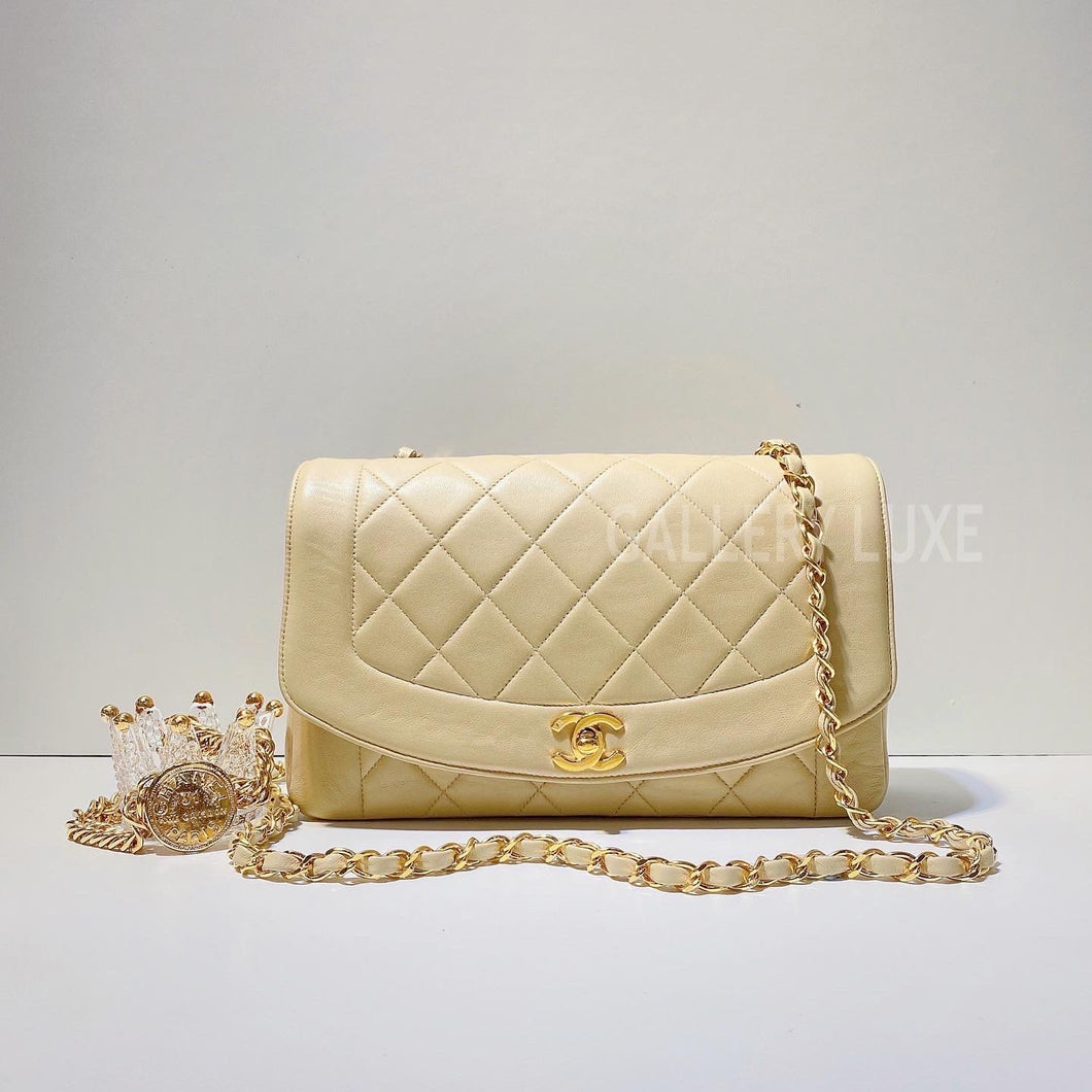 CHANEL, Bags, Black Friday Sale Vintage Chanel Diana Bag 24k Ghw Turnlock  Beige