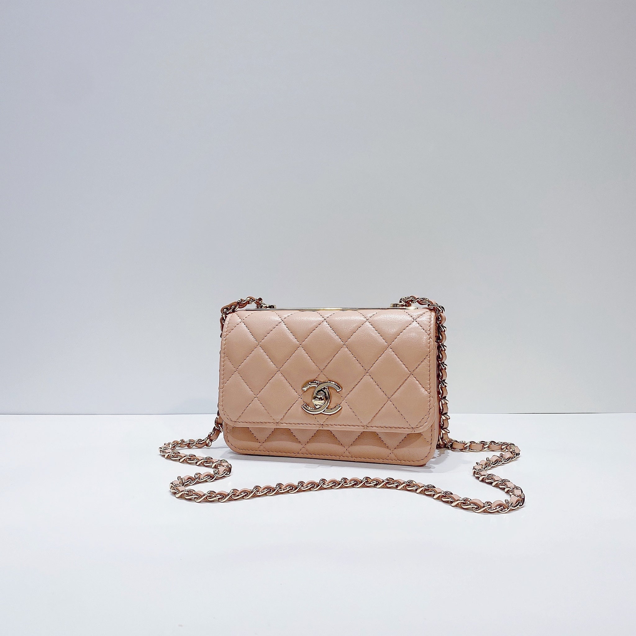 Chanel Light Beige Quilted Lambskin Trendy CC WOC Wallet On Chain