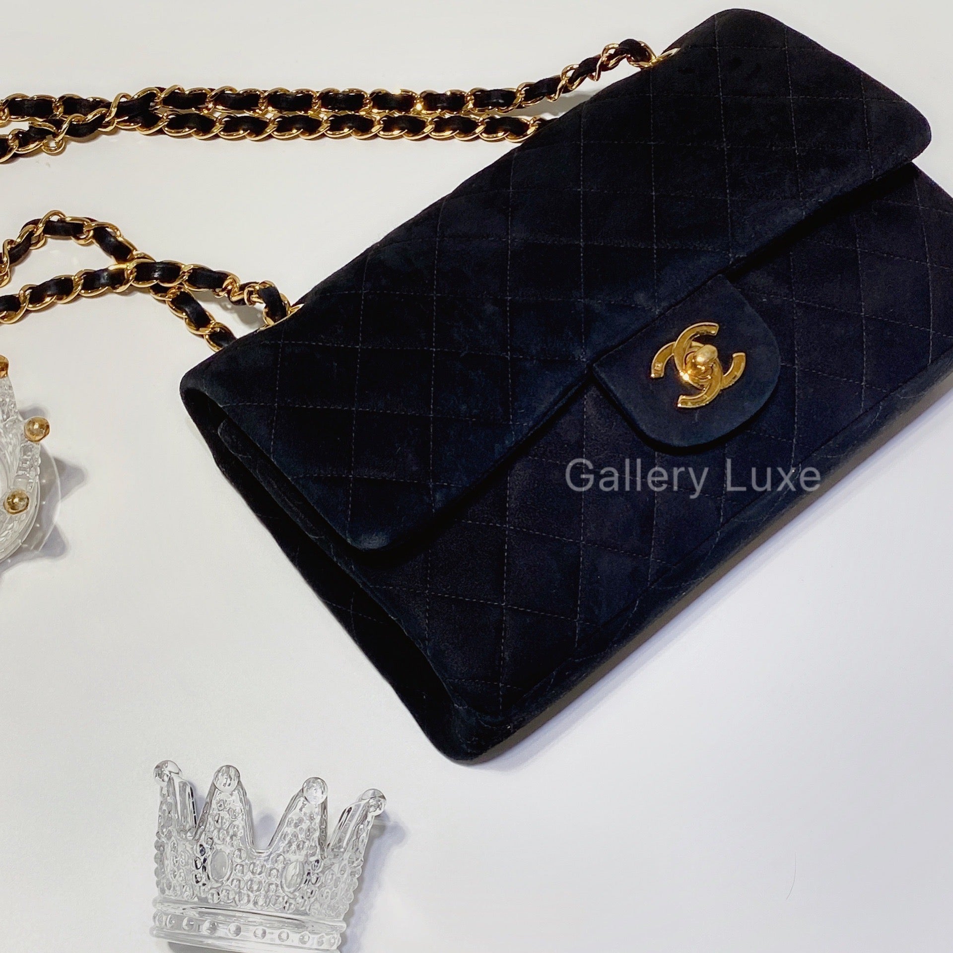 Vintage Suede Classic Flap Bag 25cm