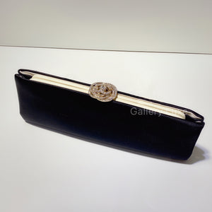 No.2033-Chanel Satin Crystal Camellia Clutch Bag