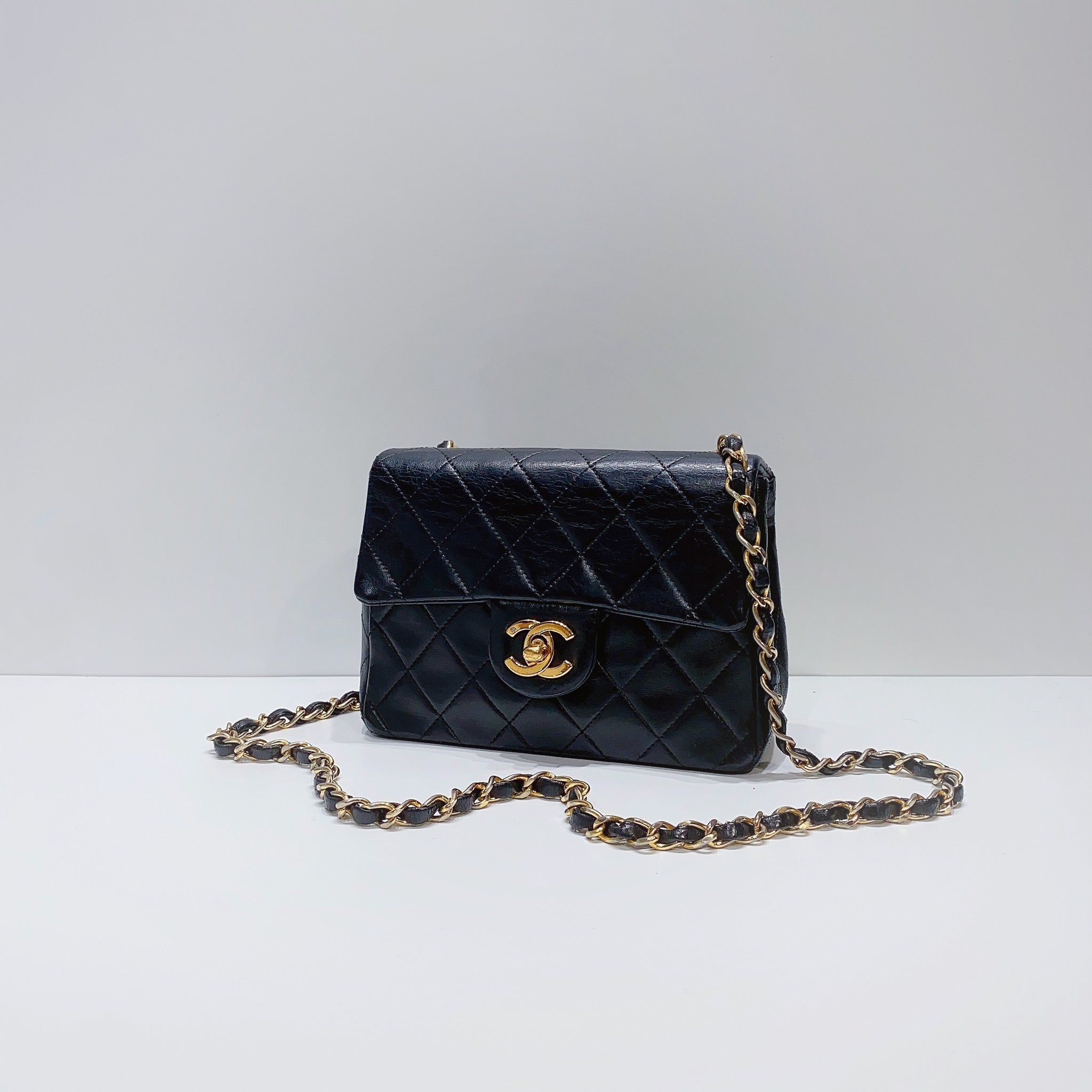 Chanel Classic Vintage Lambskin Small Black Double Flap Silver Hardware Bag   Luxury Reborn