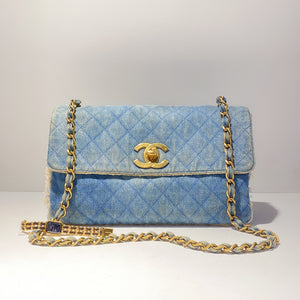 No.2353-Chanel Vintage Denim Maxi Jumbo Flap Bag
