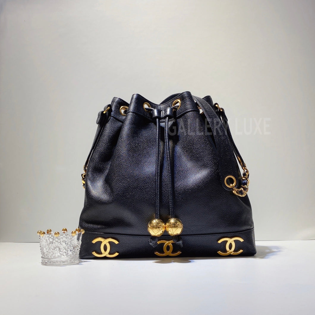 No.3227-Chanel Vintage Caviar Triple CC Bucket Bag – Gallery Luxe