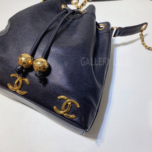 No.3227-Chanel Vintage Caviar Triple CC Bucket Bag