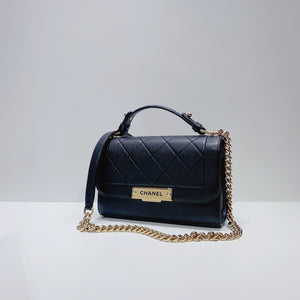 No.3773-Chanel Label Click Flap Bag with Top Handle