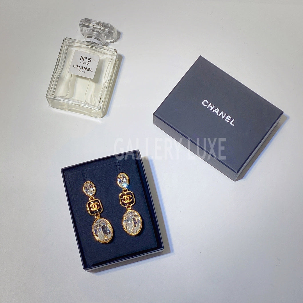 No. 3310-Chanel Gold Drop Crystal Earrings