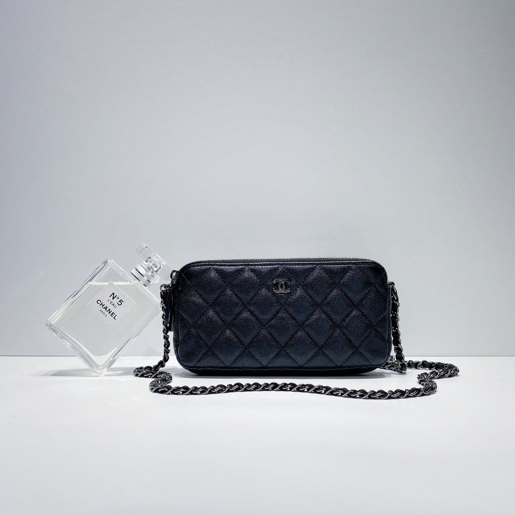 No.3442-Chanel Caviar Timeless Classic Phone Holder With On Chain