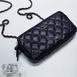 No.3442-Chanel Caviar Timeless Classic Phone Holder With On Chain