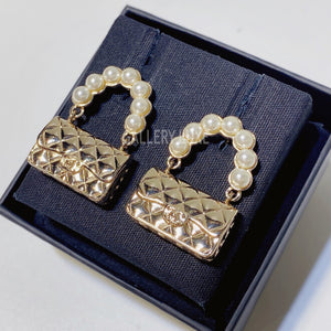 No.3257-Chanel Pearl Metal Classic Bag Earrings