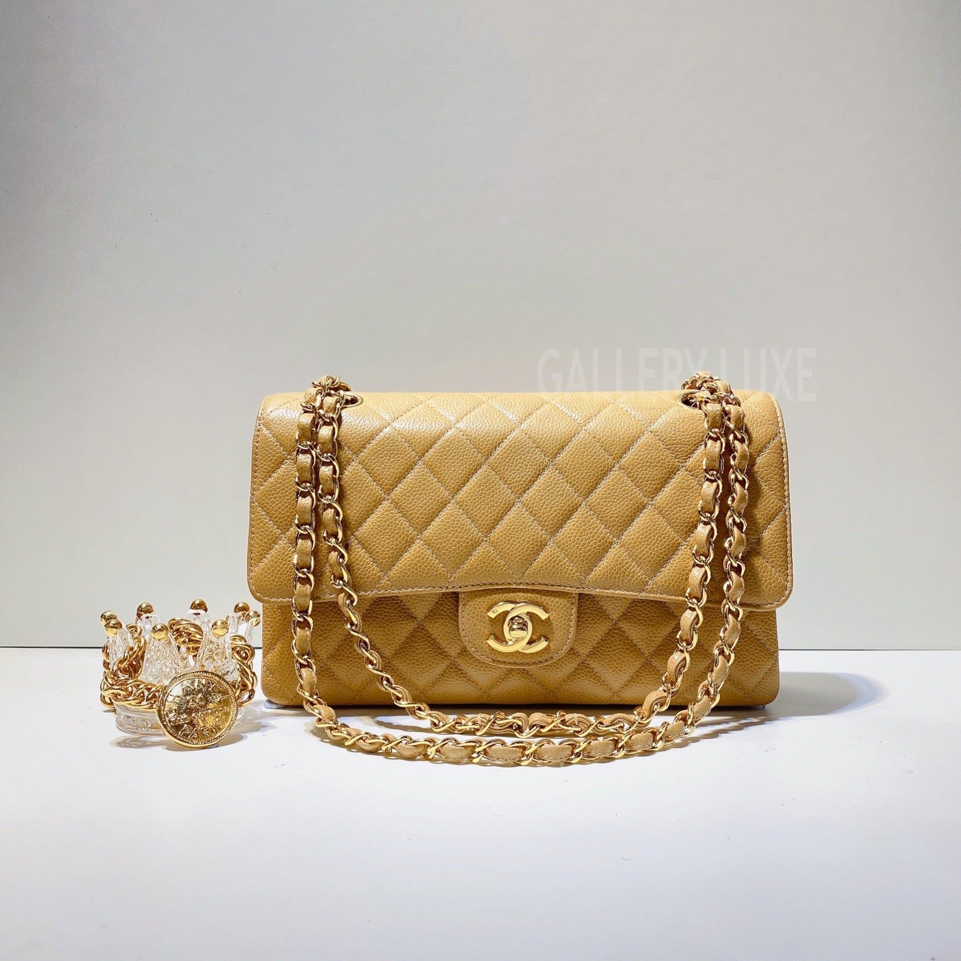 Chanel Vintage Chanel Beige Caviar Leather Medium Shoulder Tote Bag