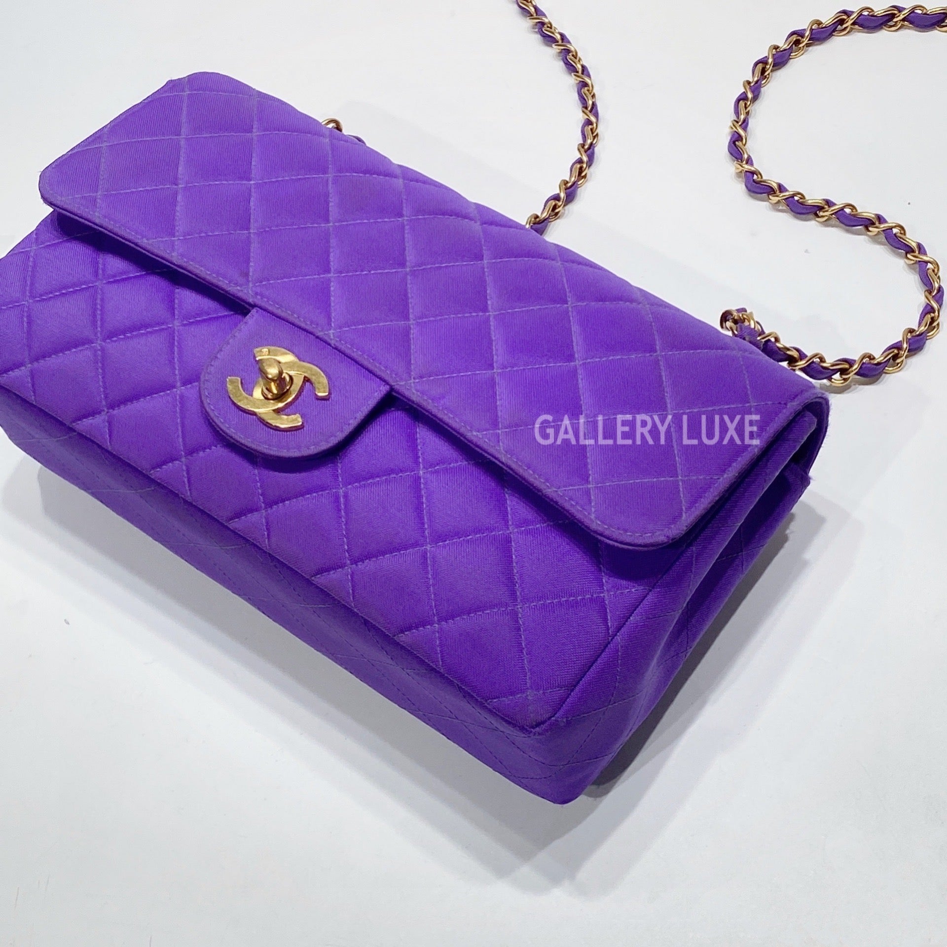 Lot - Chanel Purple Metallic Calfskin Flap Bag 2009