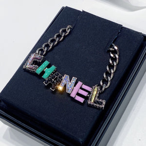 No.3427-Chanel Metal Logo Charm Necklace