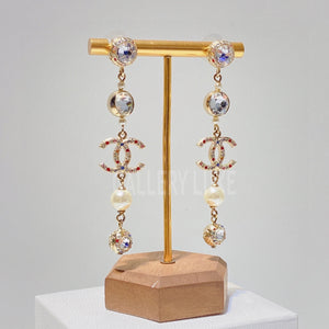 No.3012-Chanel Crystal Pearl Drop Earrings