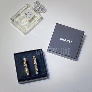 No.3011-Chanel Glass Pearl Strass Snowfall Hoop Earrings