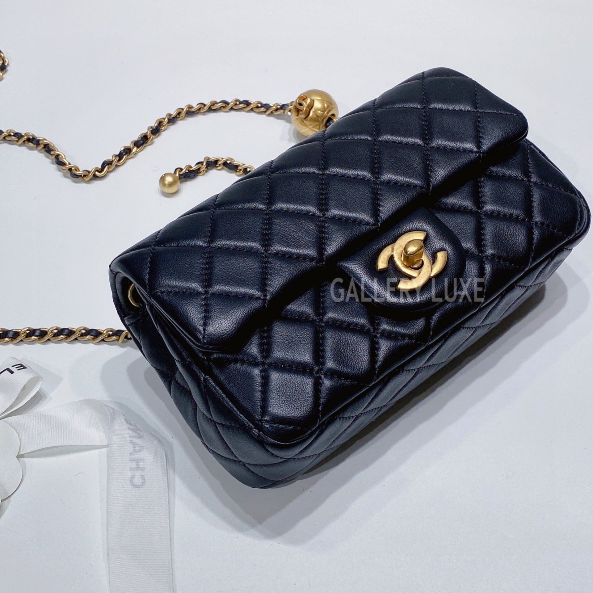 CHANEL Lambskin Quilted Pearl Crush Clutch With Chain Blue 690429   FASHIONPHILE